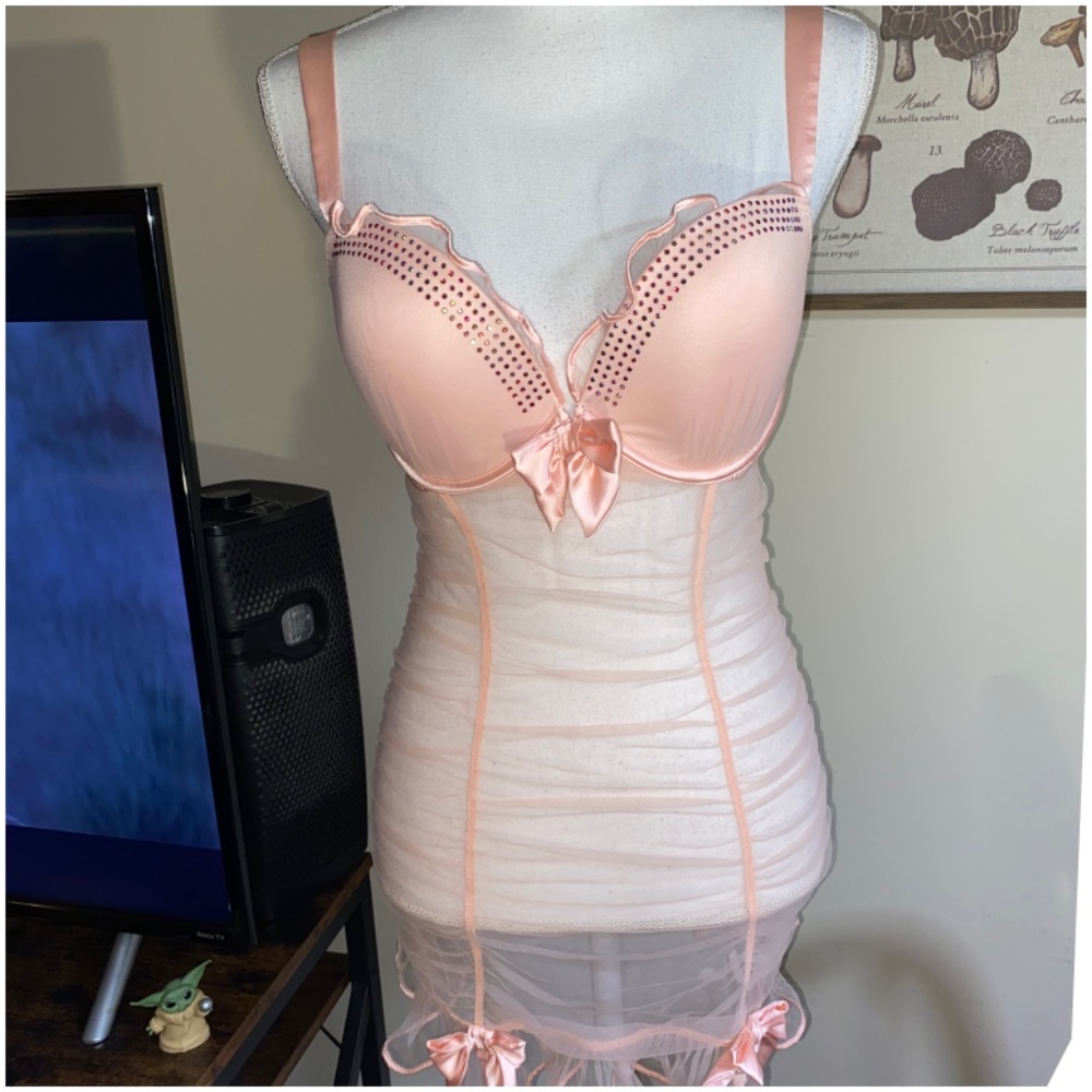VS Stunning & Sparkly Pink Chemise; 36D